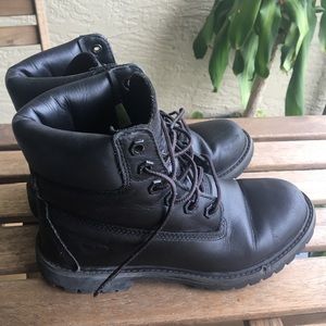 Black real leather timberland boots